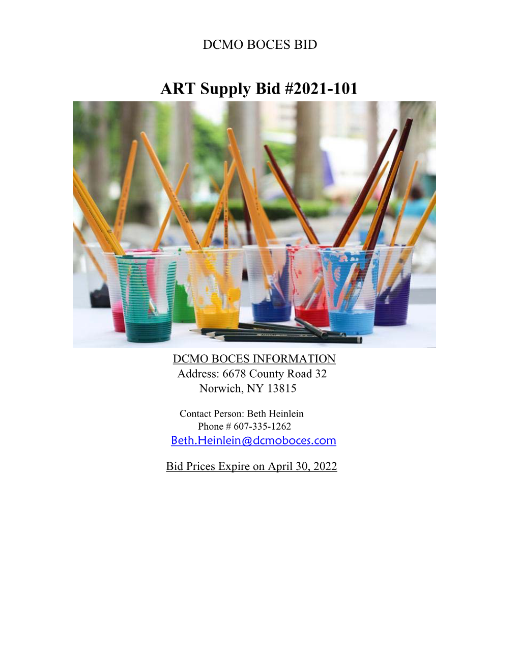 ART Supply Bid #2021-101