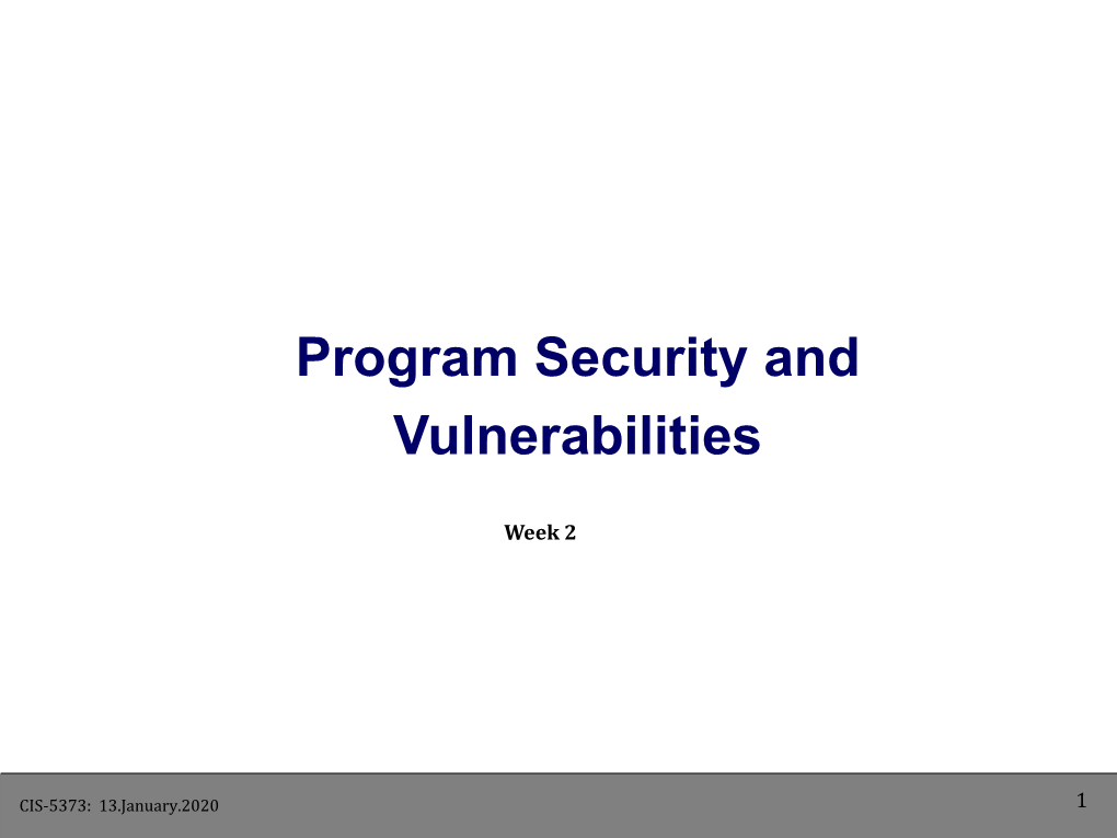 Program Security and Vulnerabilities