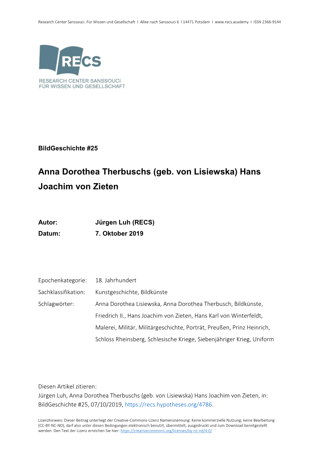 Anna Dorothea Therbuschs (Geb. Von Lisiewska) Hans Joachim Von Zieten