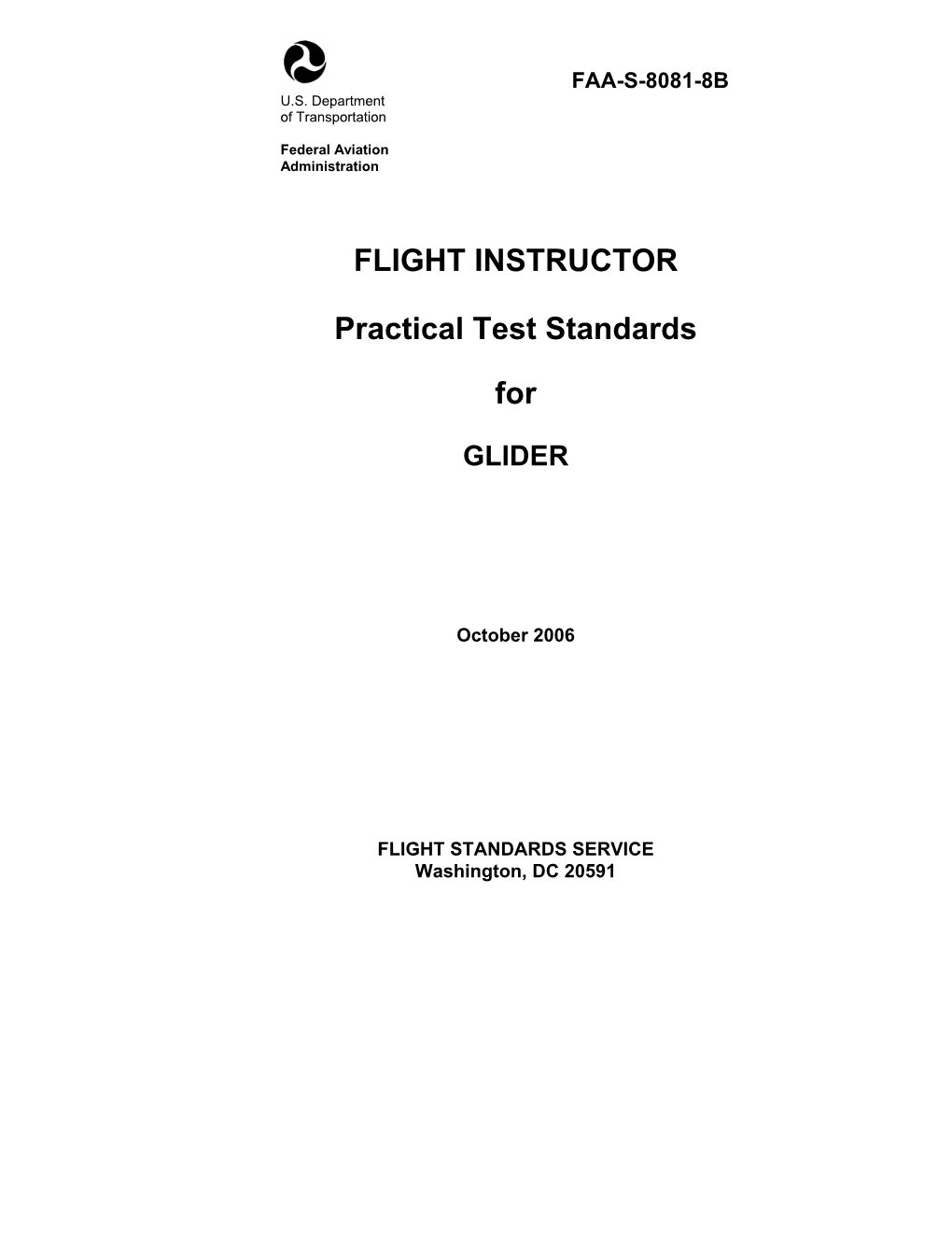 FAA-S-8081-8B, Flight Instructor Practical Test Standards for Glider