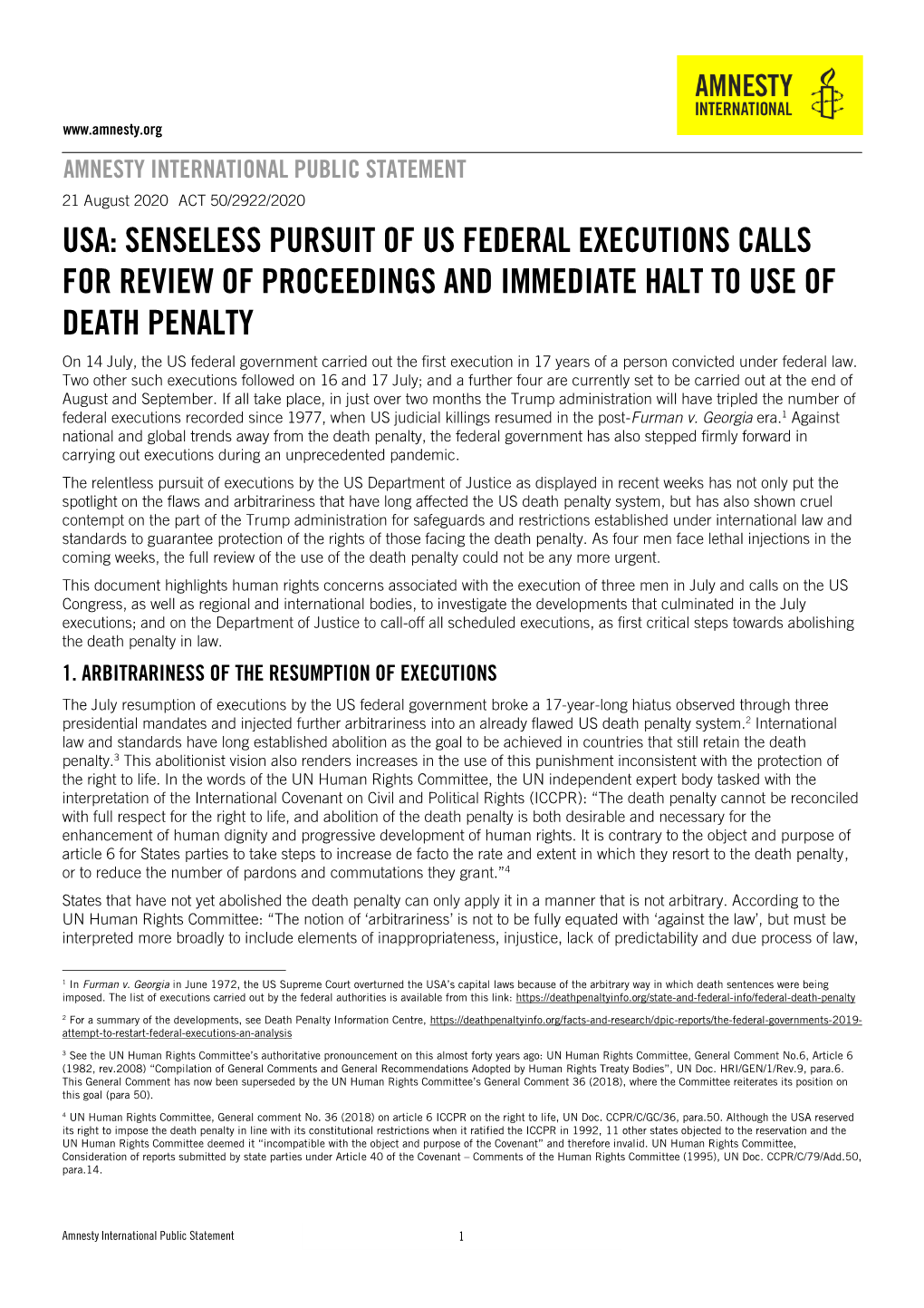 Senseless Pursuit of US Federal Executions