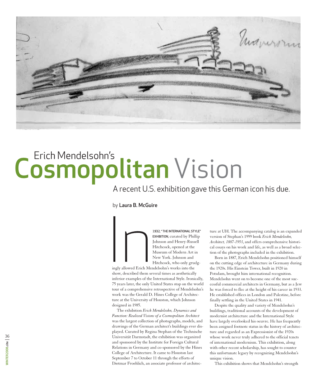 Erich Mendelsohn's Cosmopolitan Vision