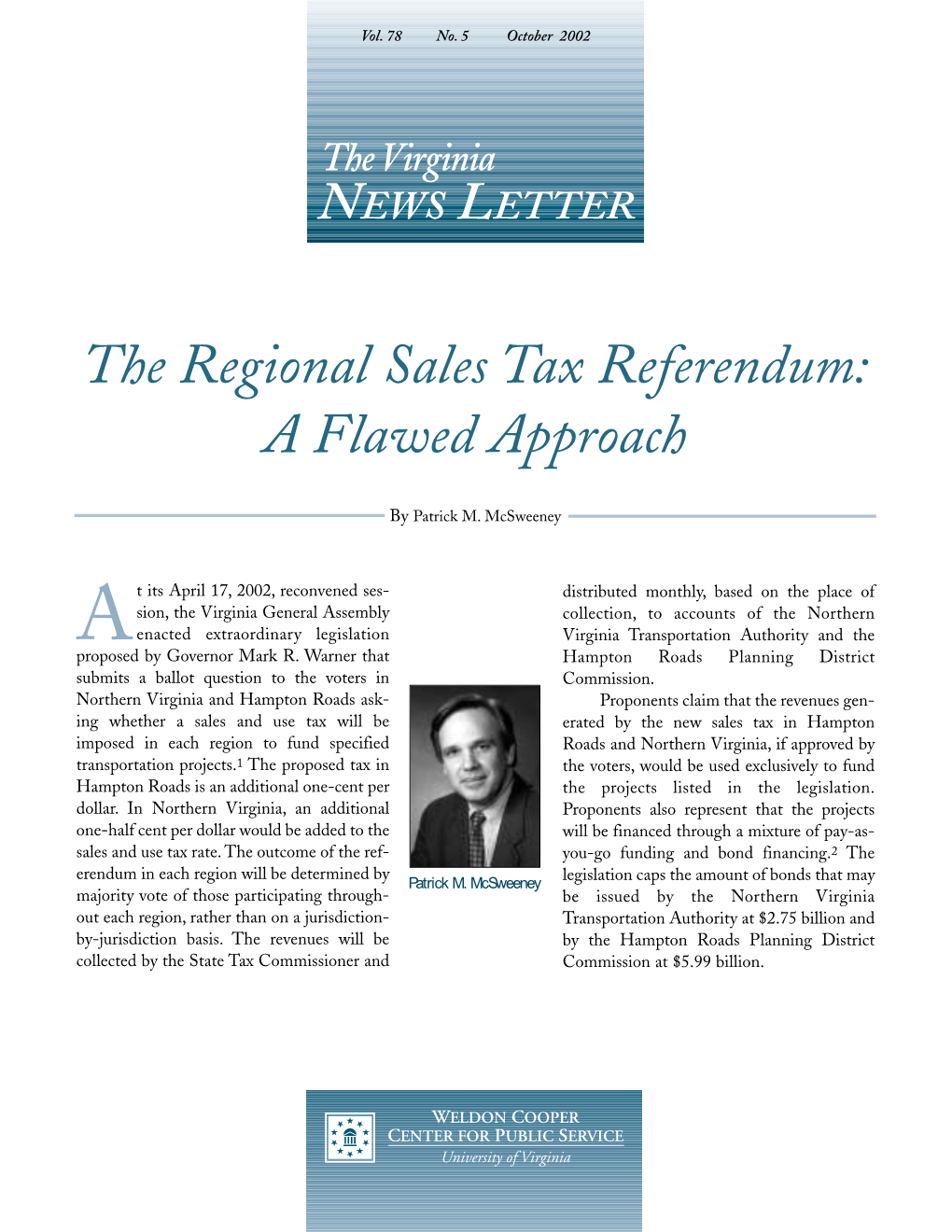 The Regional Sales Tax Referendum: a Flawed Approach