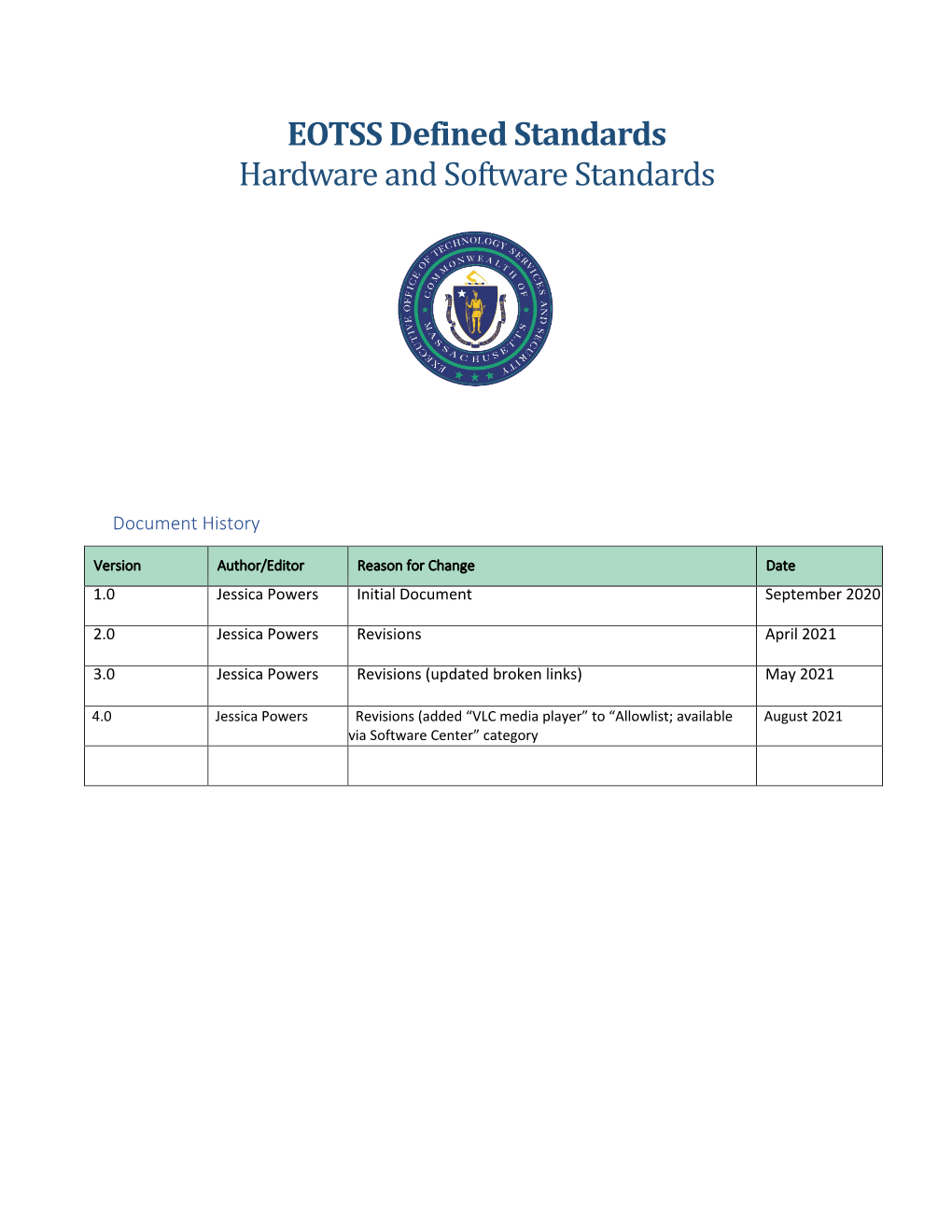 EOTSS Hardware and Software Standards