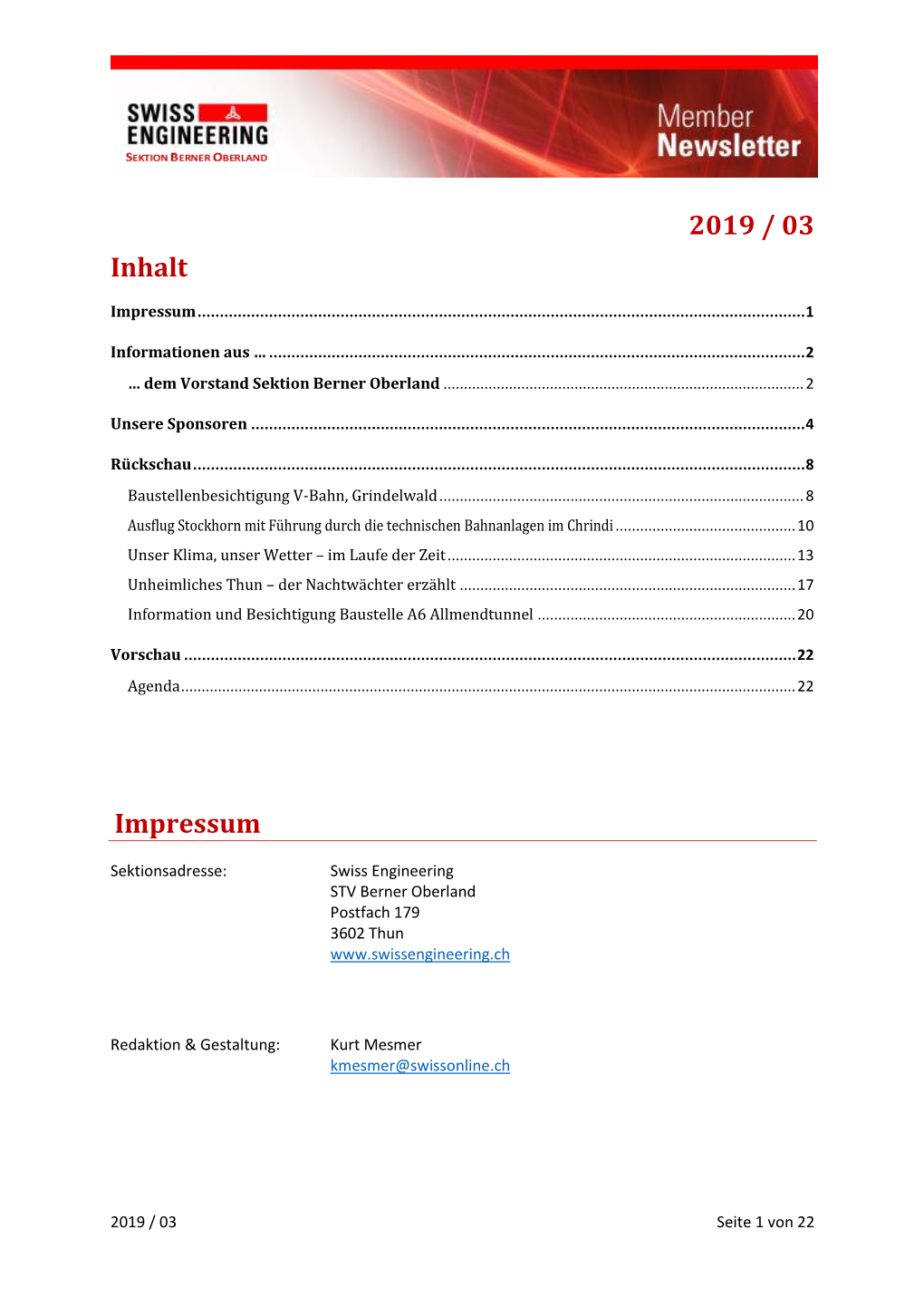 2019 / 03 Inhalt Impressum