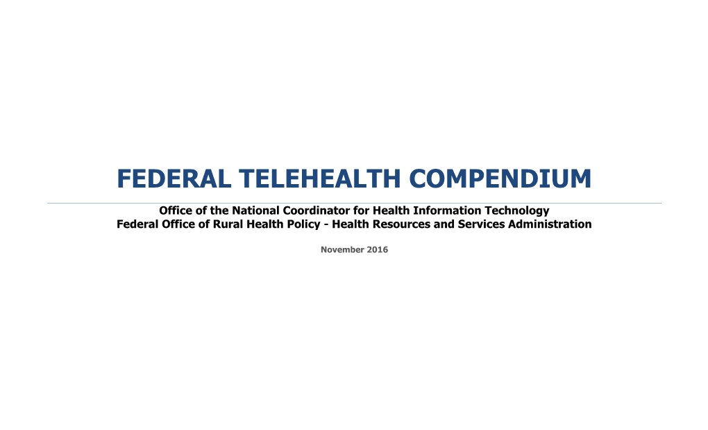 Federal Telehealth Compendium