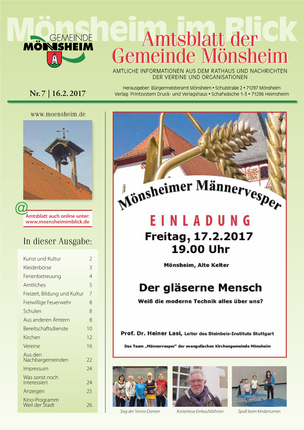 Amtsblatt Der Gemeinde Mönsheim