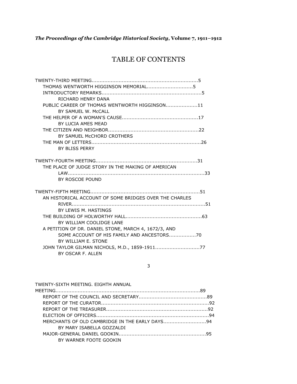 Table of Contents