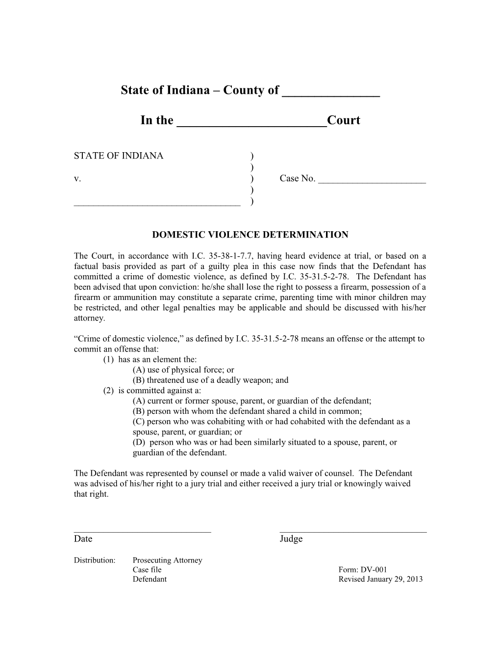 Domestic Violence Determination