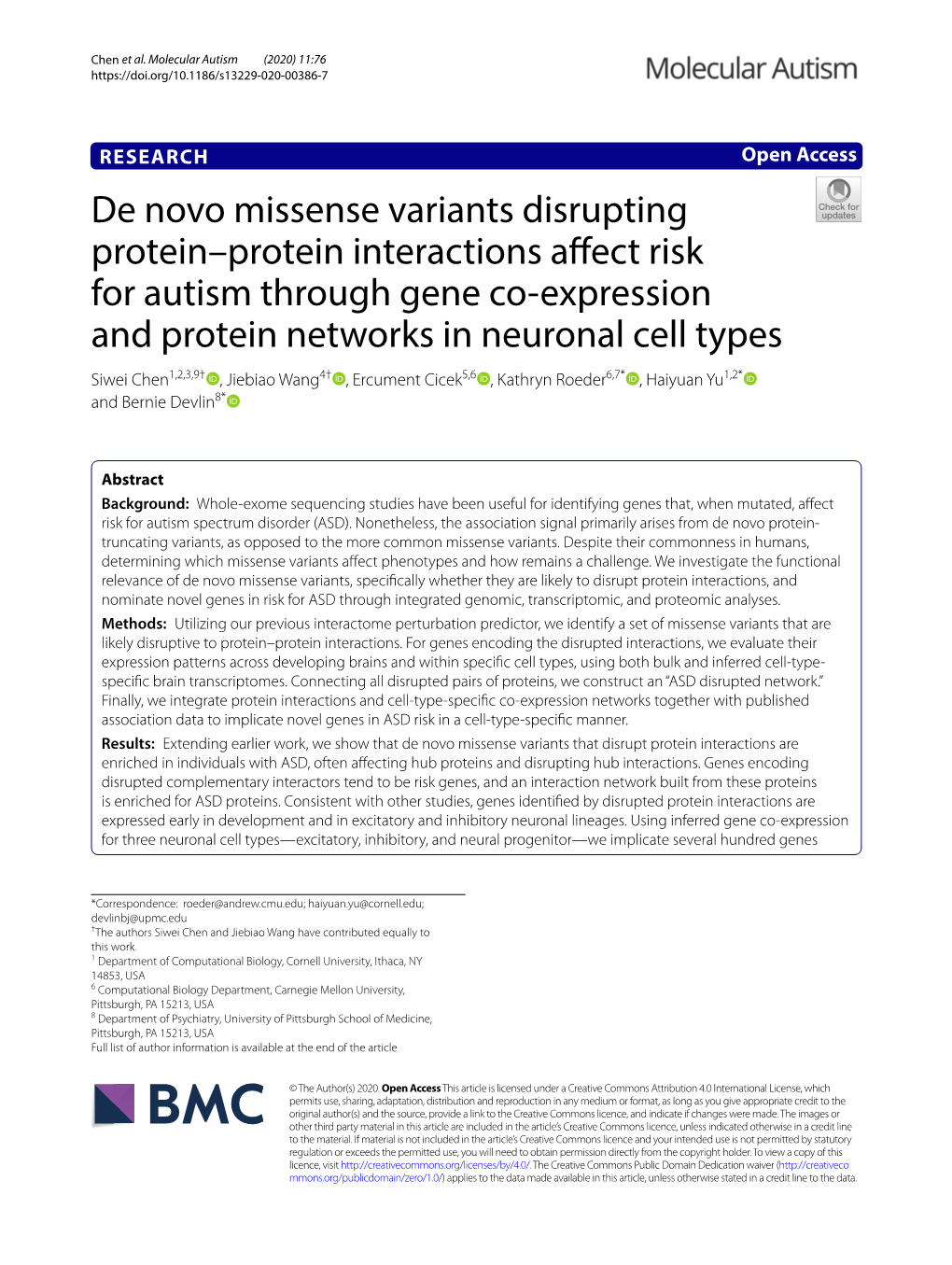 De Novo Missense Variants Disrupting Protein–Protein Interactions Affect