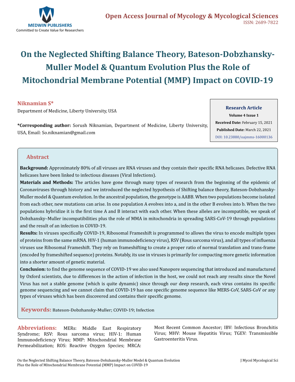 On the Neglected Shifting Balance Theory, Bateson-Dobzhansky