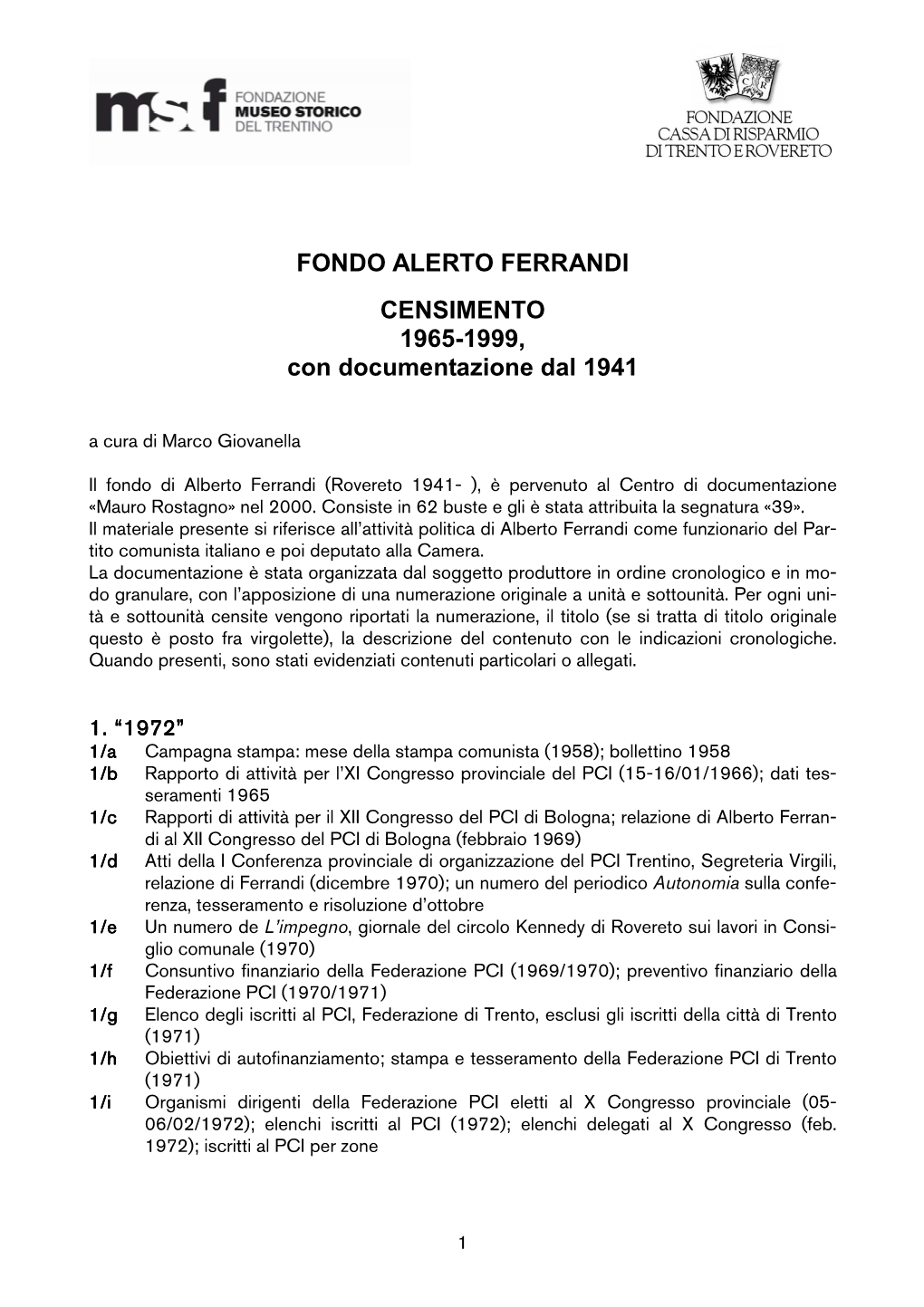 Censimento Alberto Ferrandi