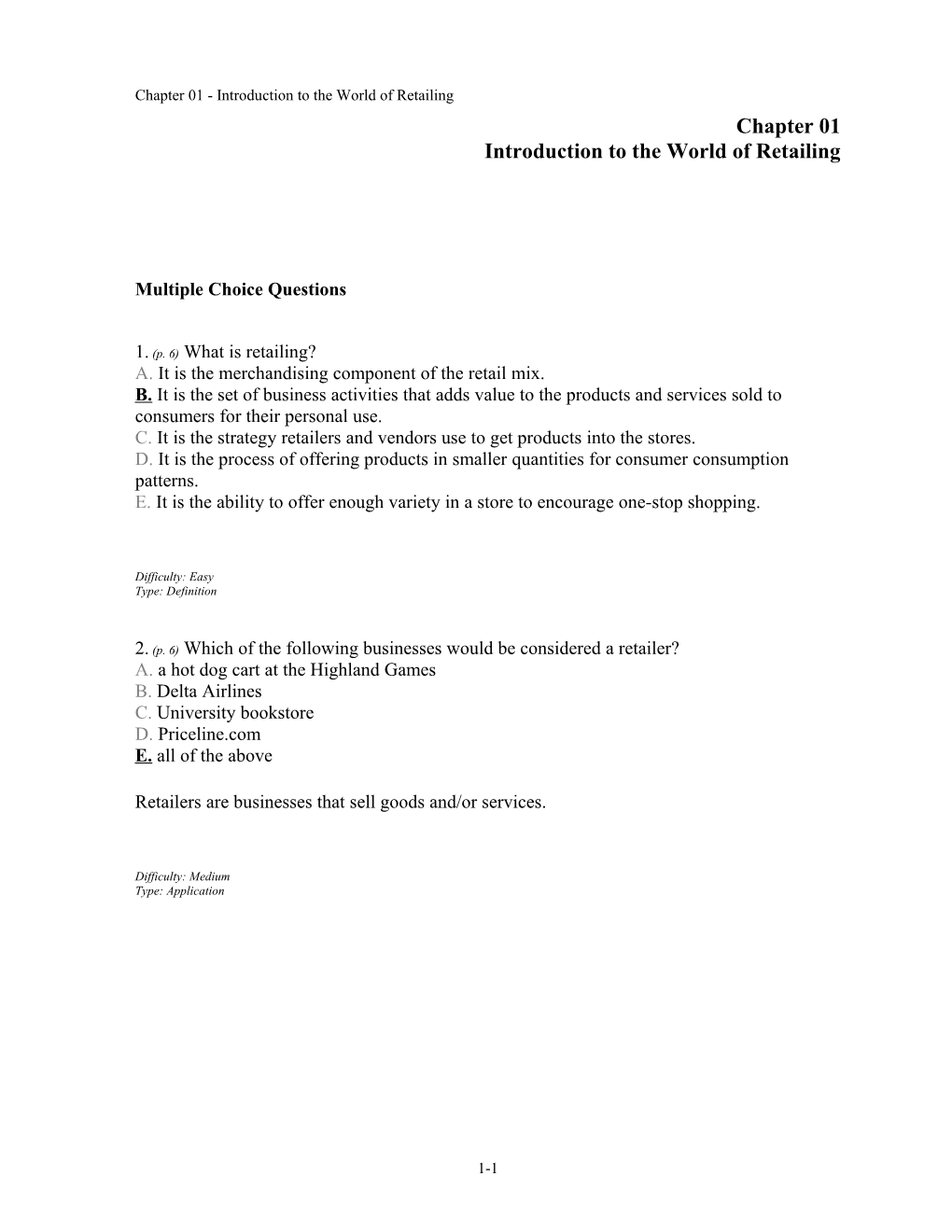 Chapter 01 Introduction to the World of Retailing s1