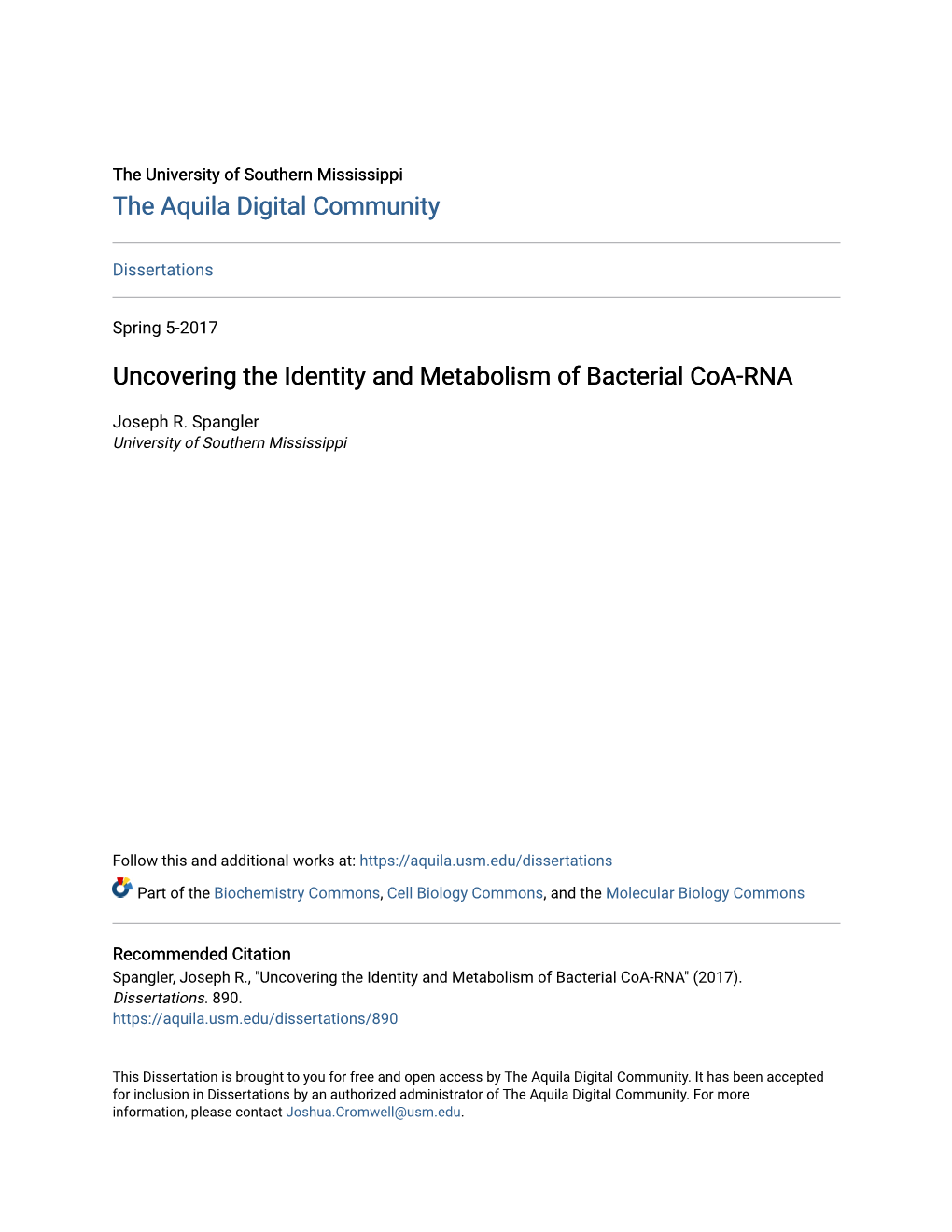 Uncovering the Identity and Metabolism of Bacterial Coa-RNA