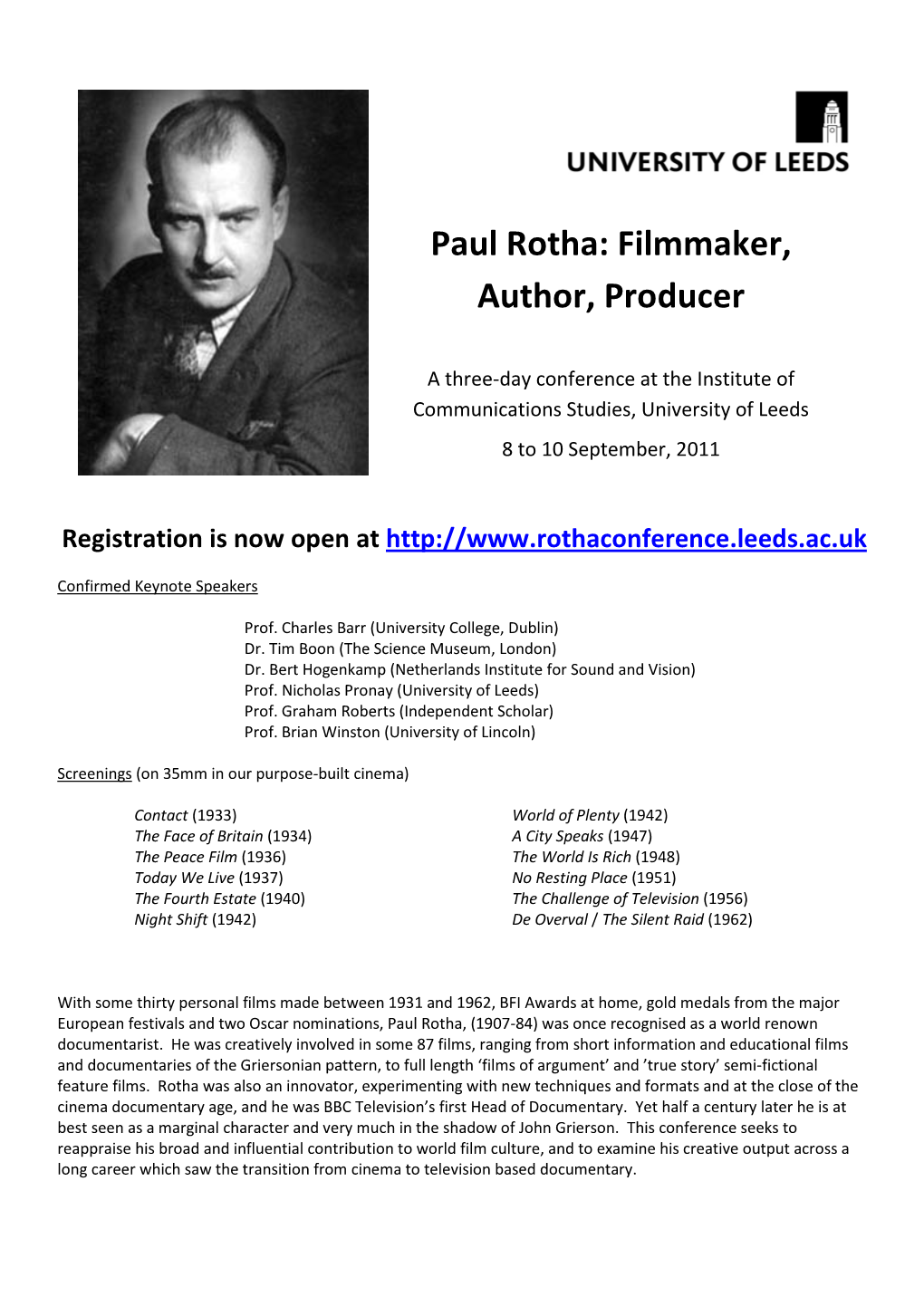 Rotha Conference Flyer