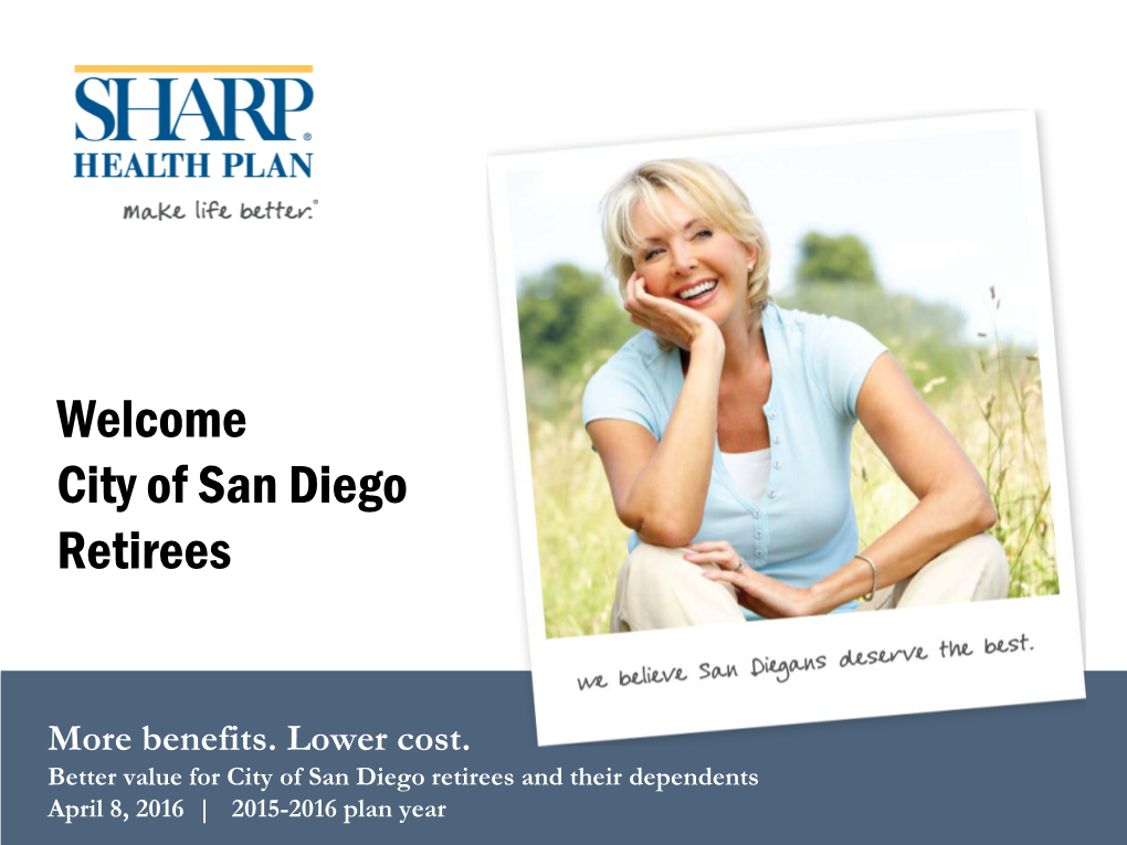 Welcome City of San Diego Retirees