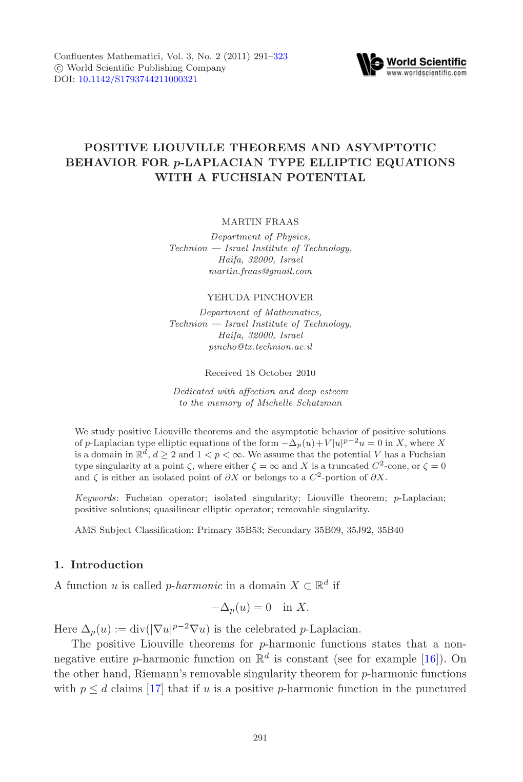 POSITIVE LIOUVILLE THEOREMS and ASYMPTOTIC BEHAVIOR for P-LAPLACIAN TYPE ELLIPTIC EQUATIONS with a FUCHSIAN POTENTIAL