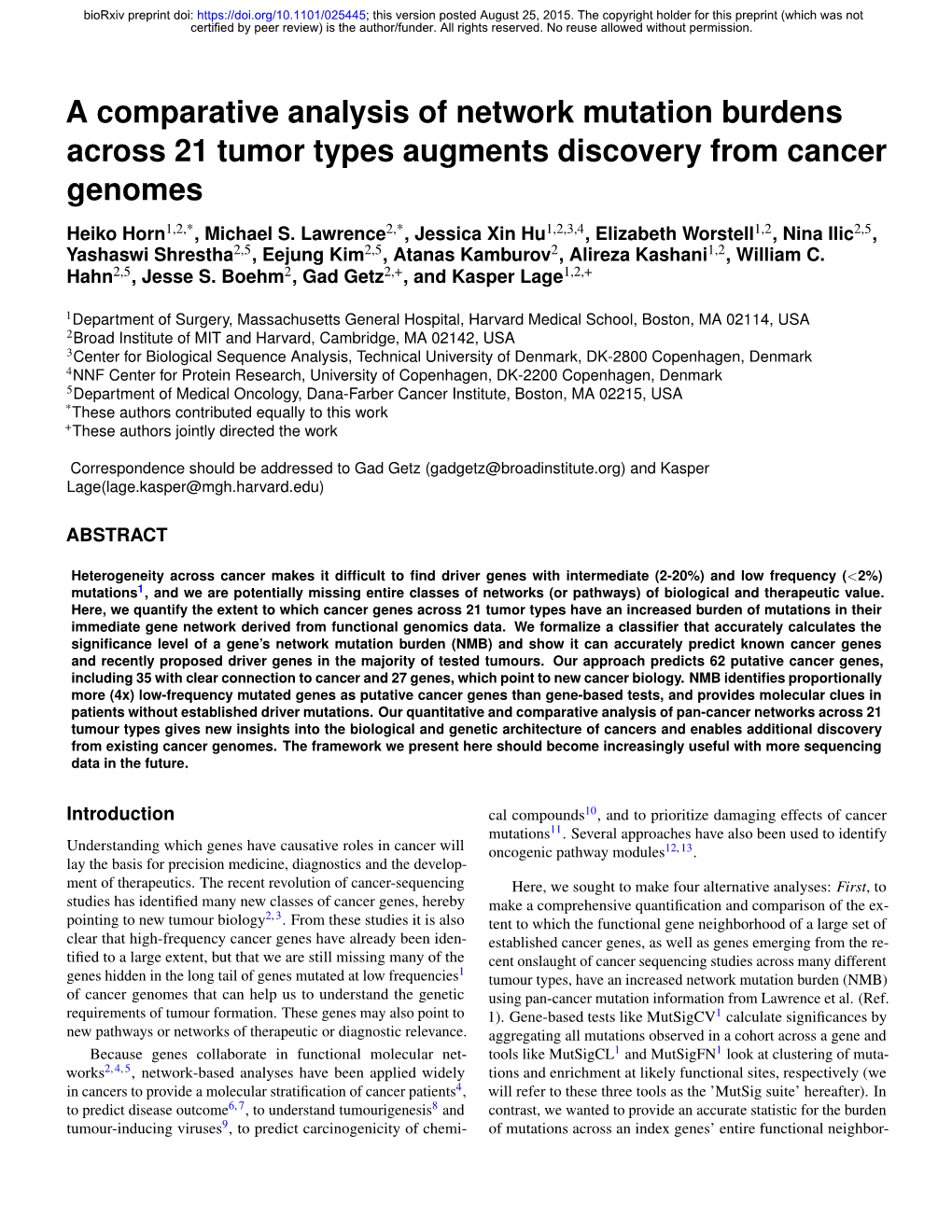 A Comparative Analysis of Network Mutation Burdens Across 21 Tumor Types Augments Discovery from Cancer Genomes