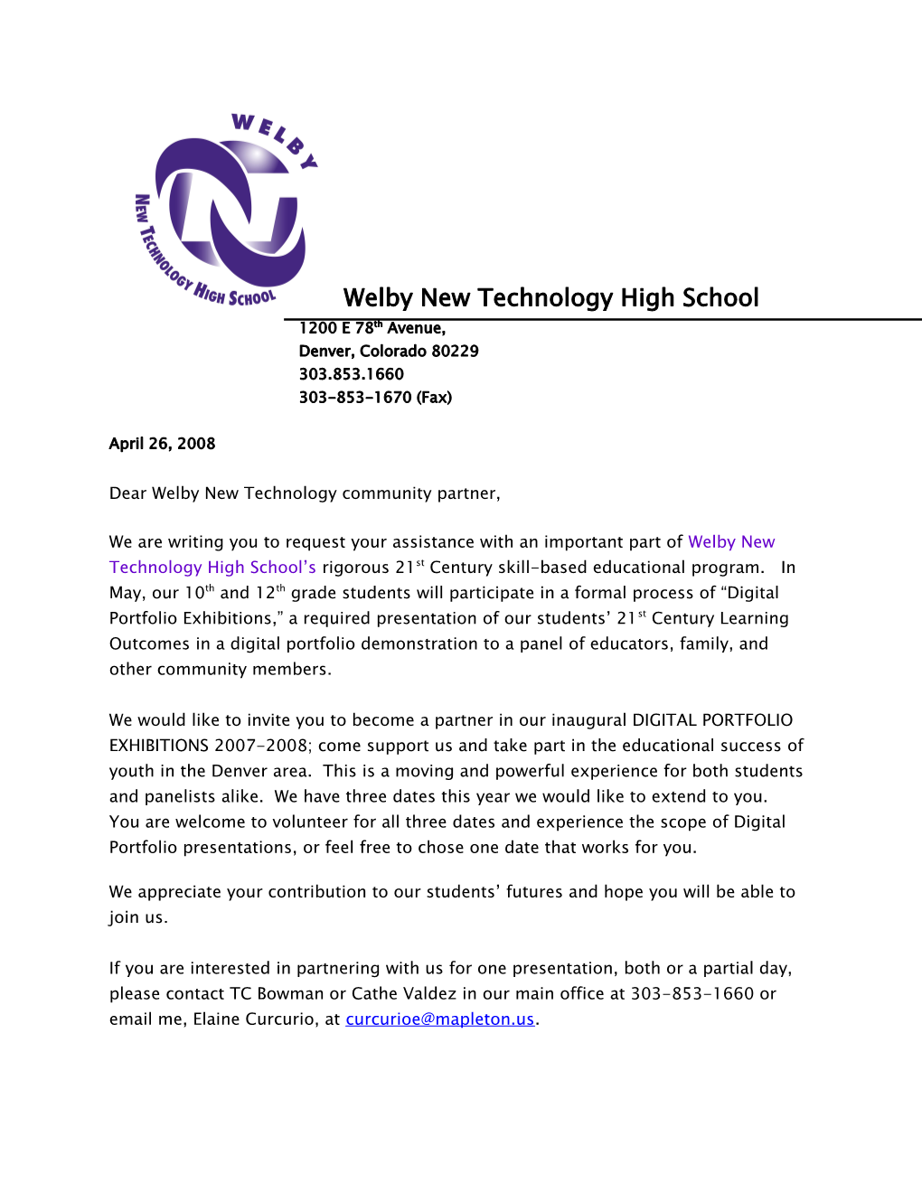 Welby New Technology High School