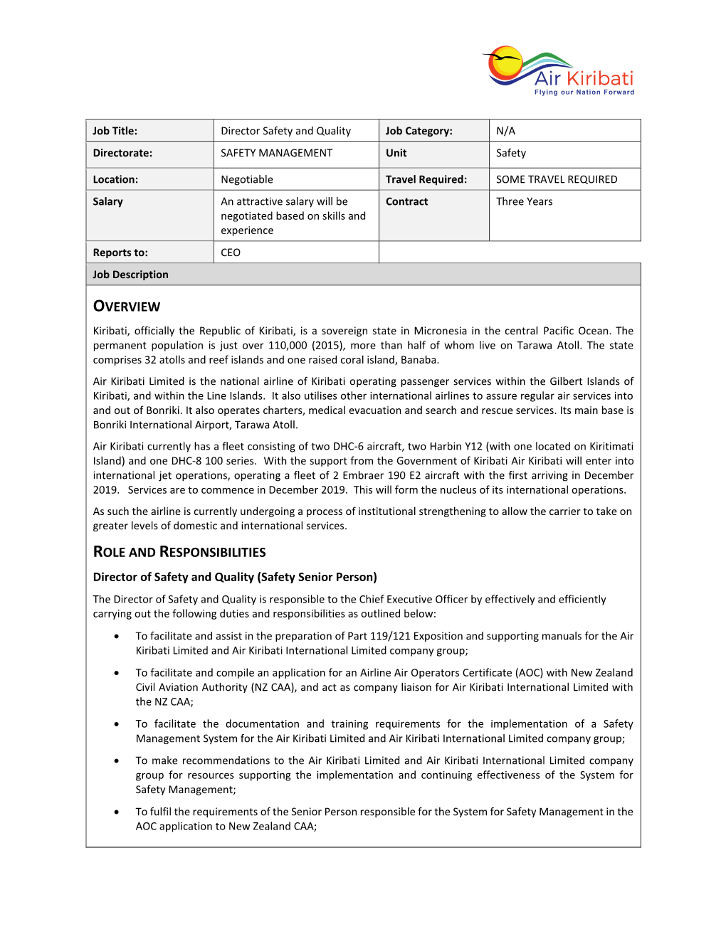 Overview Role and Responsibilities