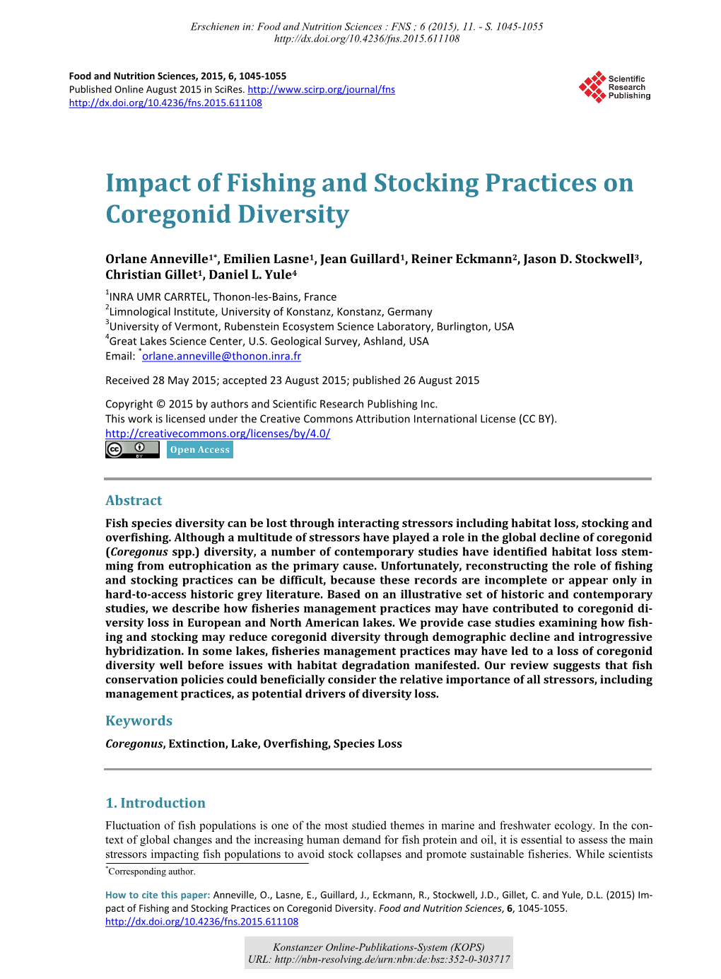 Impact of Fishing and Stocking Practices on Coregonid Diversity