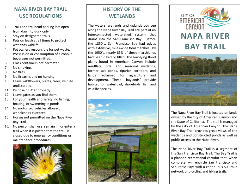 Napa River Bay Trail History of the Use Regulations Wetlands