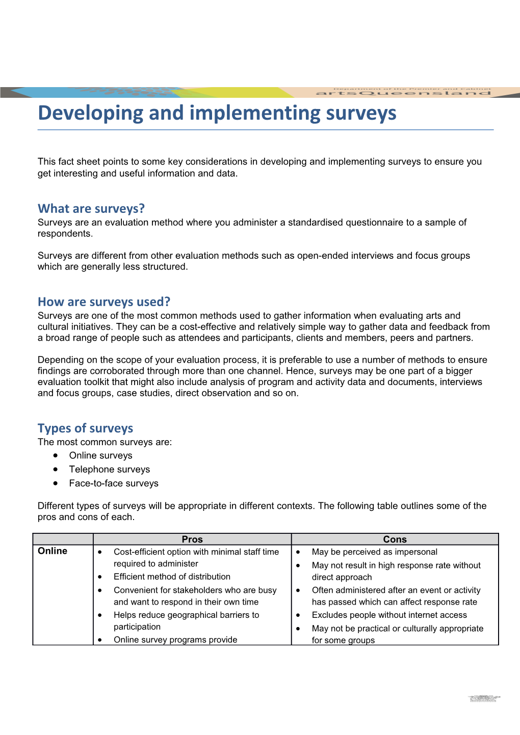 Developing and Implementing Surveys