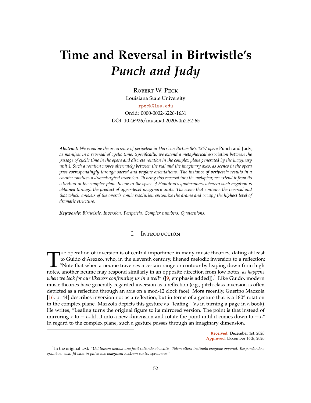 Time and Reversal in Birtwistle's Punch and Judy