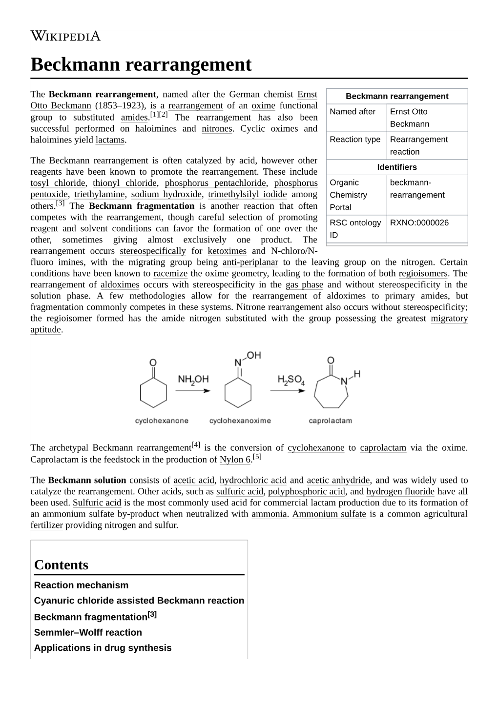 Beckmann Rearrangement