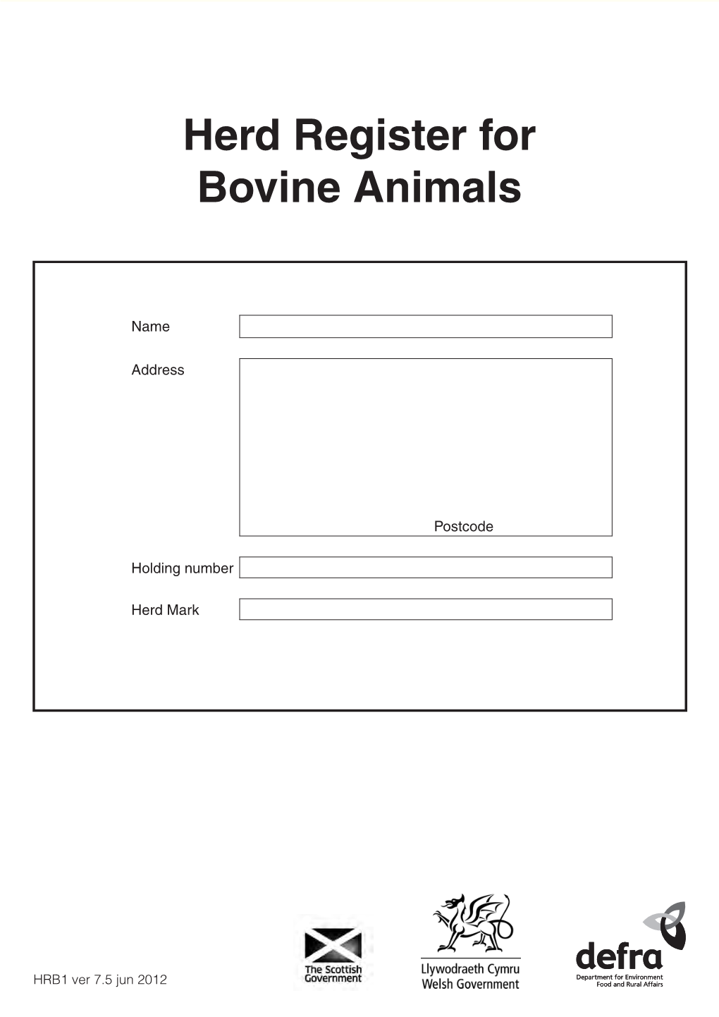 Herd Register for Bovine Animals