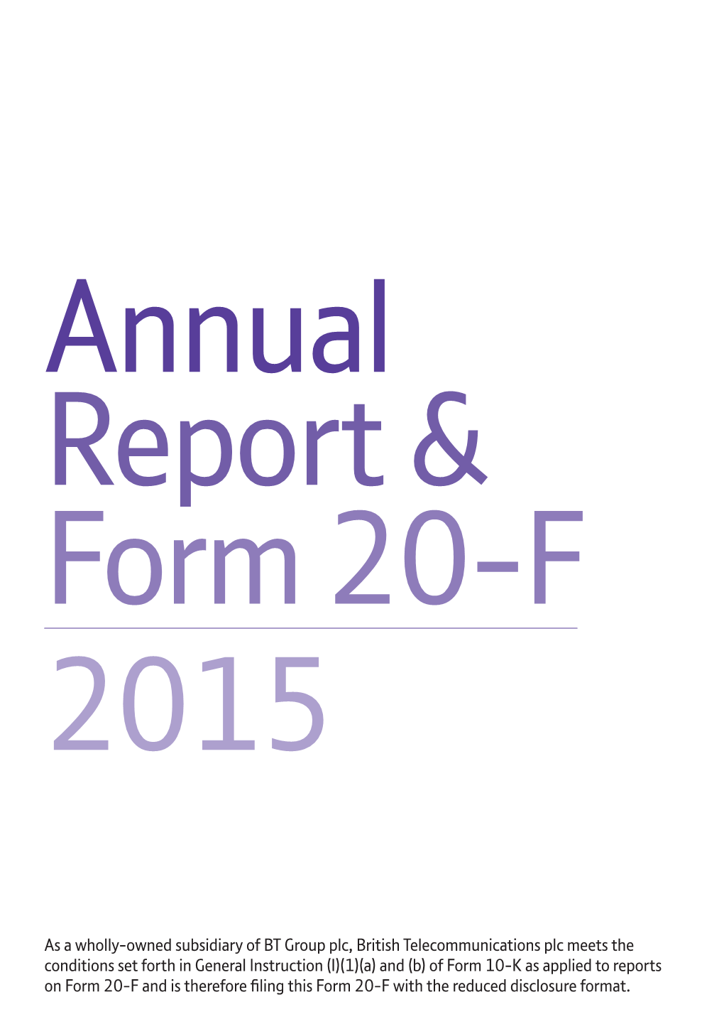 British Telecommunications Plc Annual Report