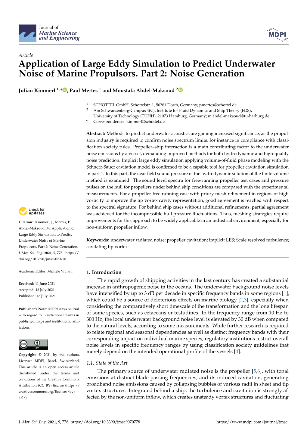 Application of Large Eddy Simulation to Predict Underwater Noise of Marine Propulsors