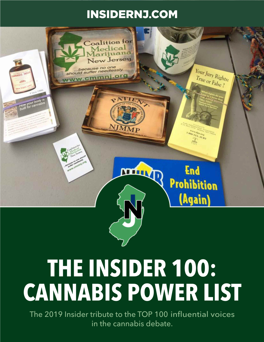 THE INSIDER 100: CANNABIS POWER LIST the 2019 Insider Tribute to the TOP 100 Inﬂuential Voices in the Cannabis Debate