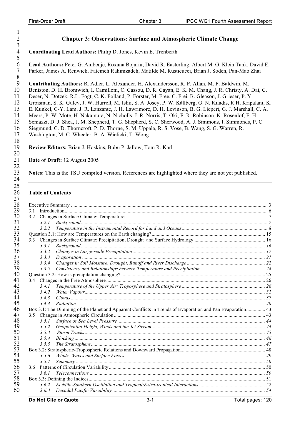 Observations: Surface and Atmospheric Climate Change 3 4 Coordinating Lead Authors: Philip D