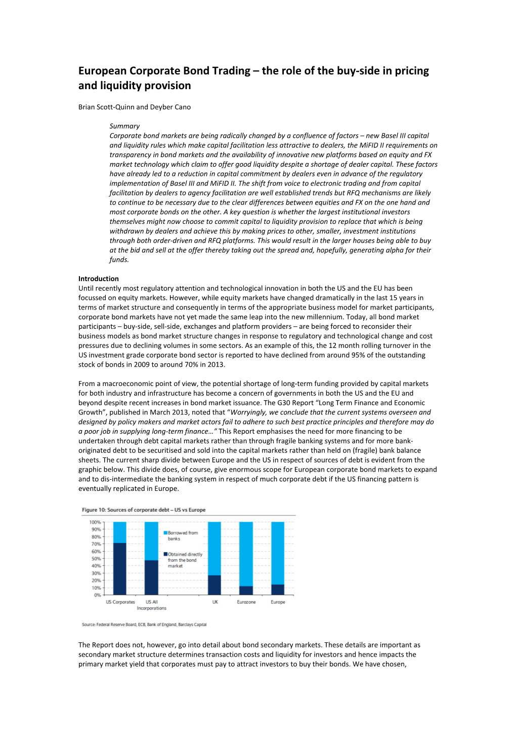 European Corporate Bond Trading – the Role of the Buy-Side in Pricing and Liquidity Provision