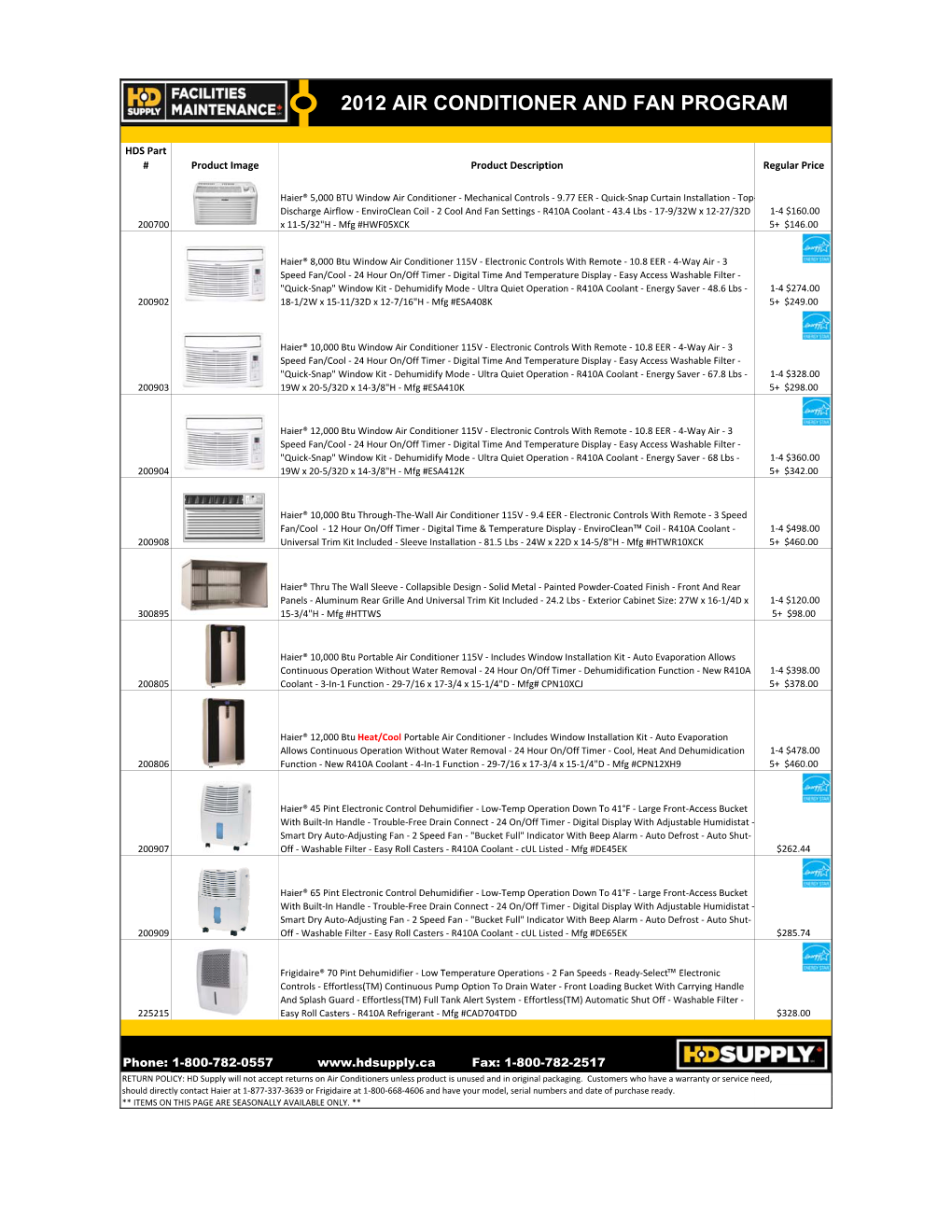 2012 Air Conditioner Program