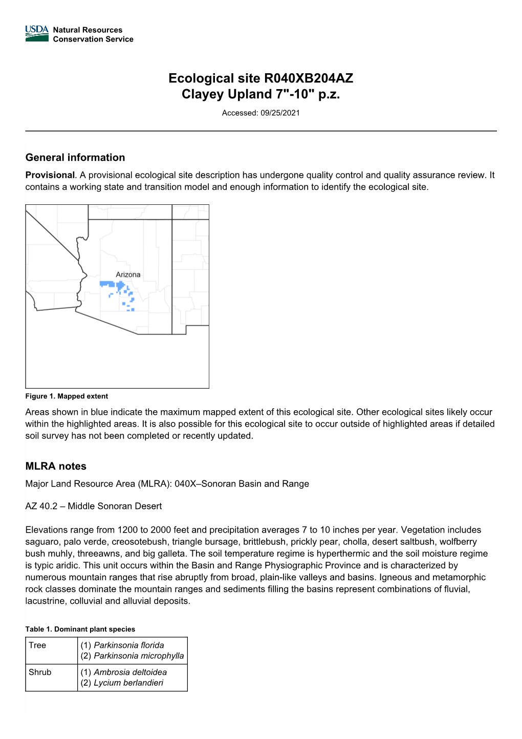 Ecological Site R040XB204AZ Clayey Upland 7"-10" P.Z