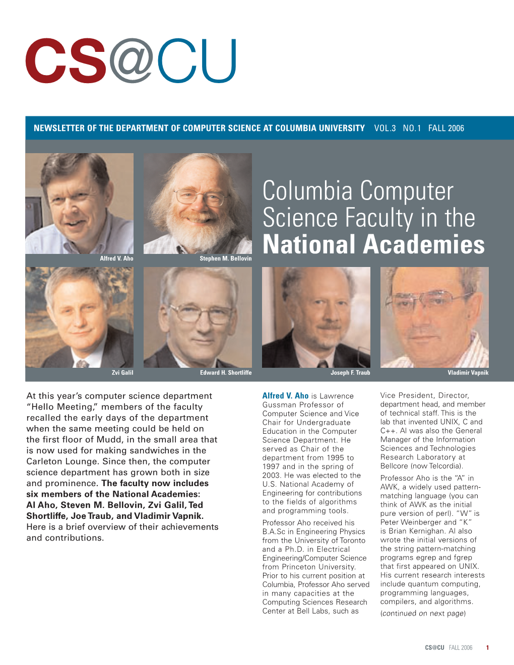 Columbia Computer Science Faculty in the National Academies