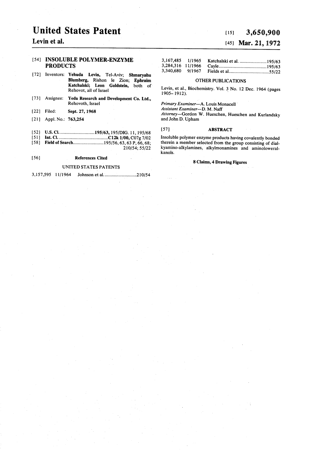United States Patent (15) 3,650,900 Levin Et Al
