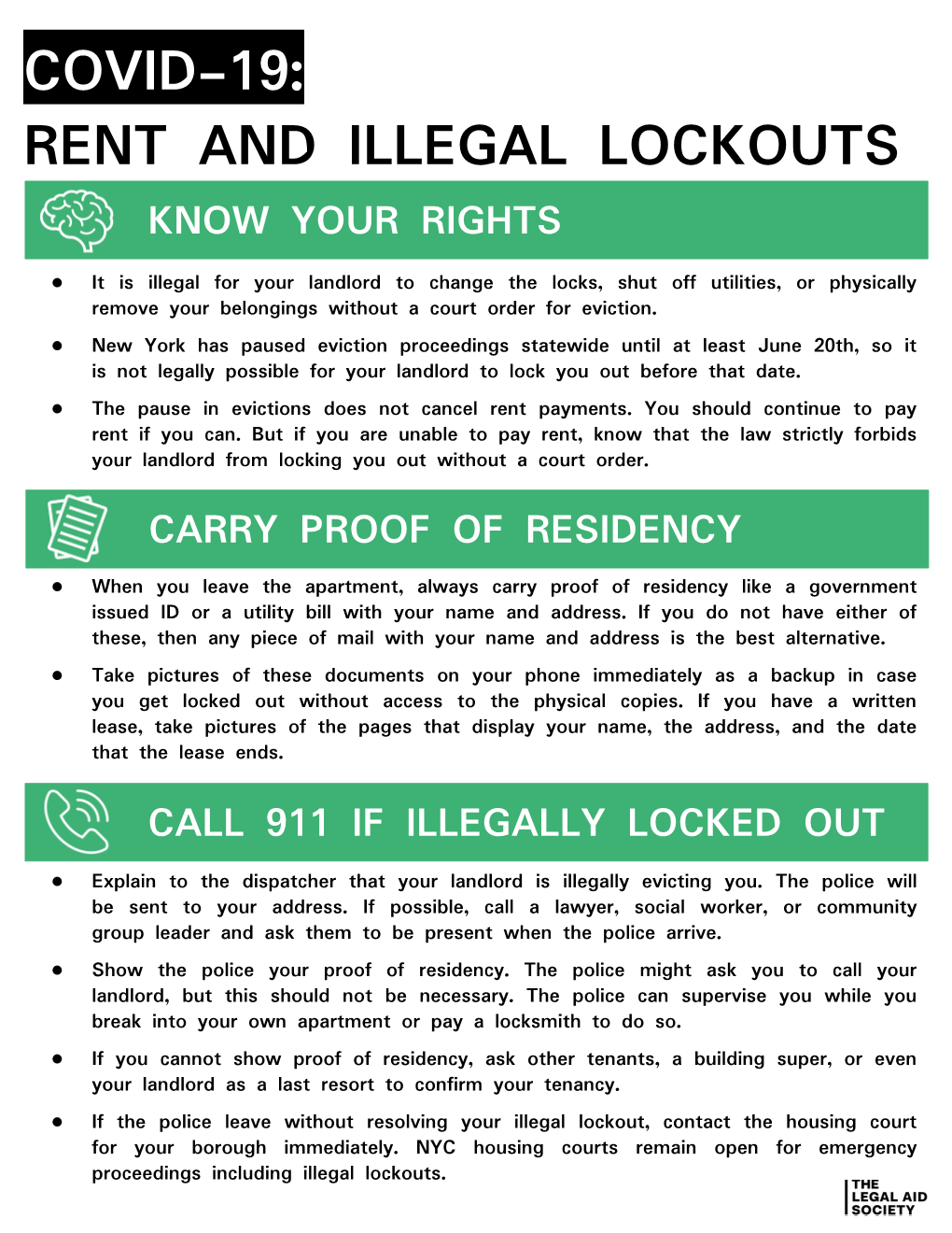 Covid-19: Rent and Illegal Lockouts Know Your Rights