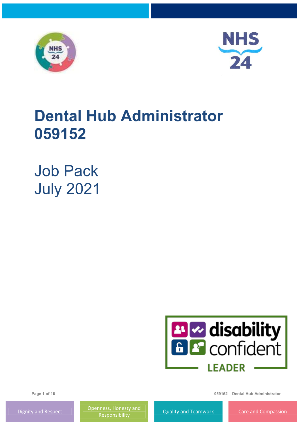 Dental Hub Administrator 059152 Job Pack July 2021