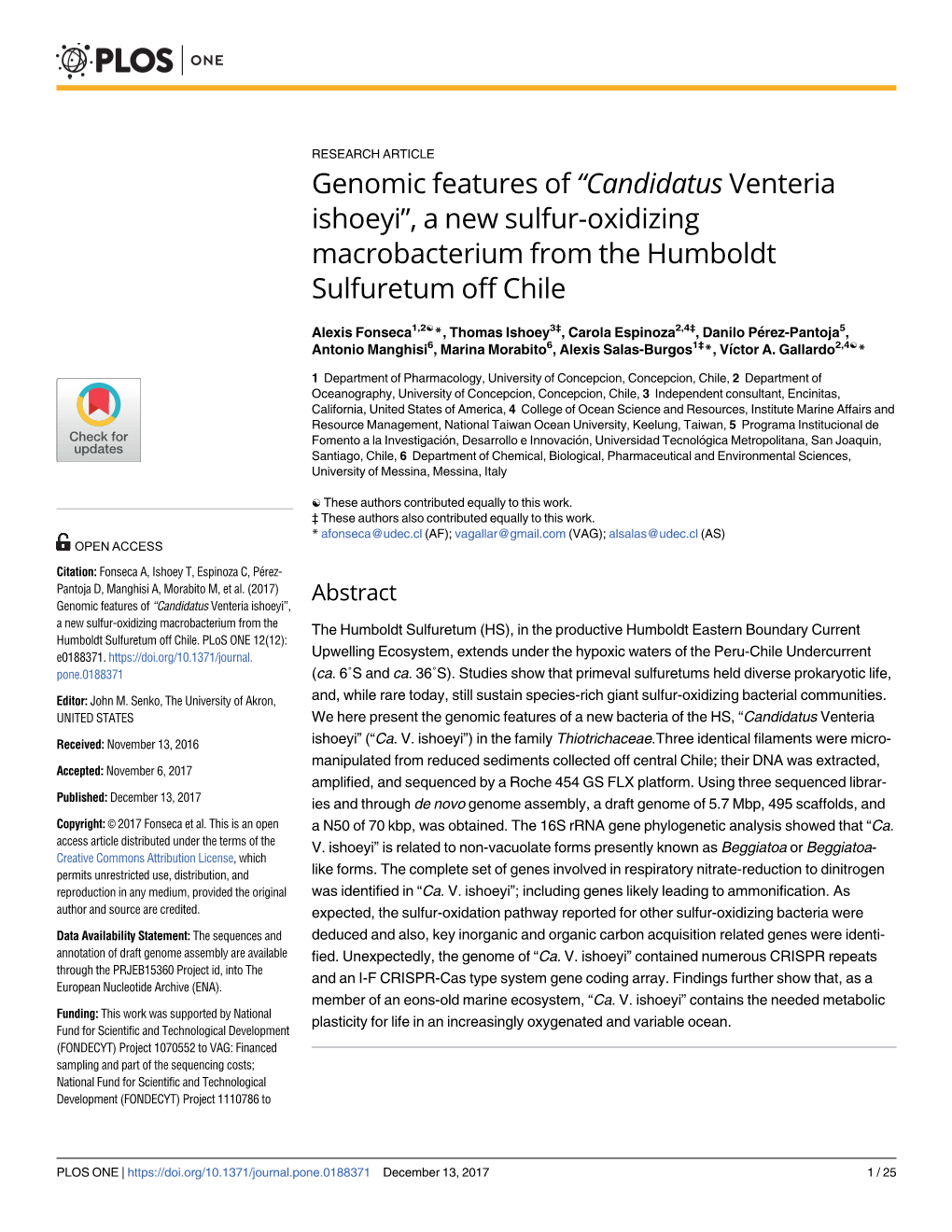 Genomic Features of “Candidatus Venteria Ishoeyi”, a New Sulfur-Oxidizing Macrobacterium from the Humboldt Sulfuretum Off Chile