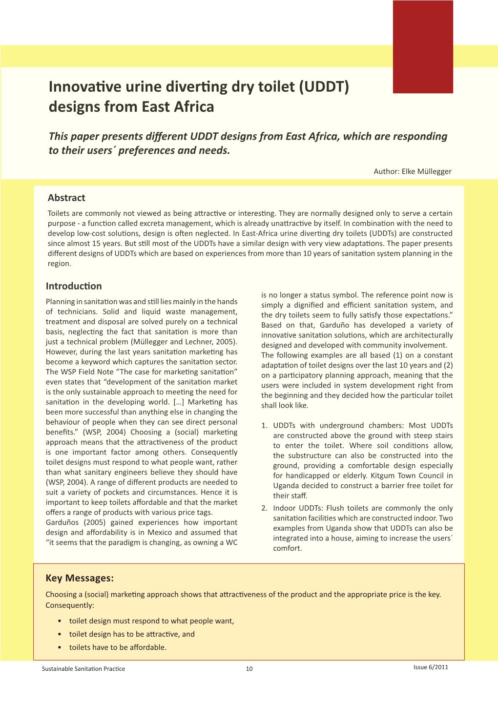 Innovative Urine Diverting Dry Toilet (UDDT) Designs from East Africa