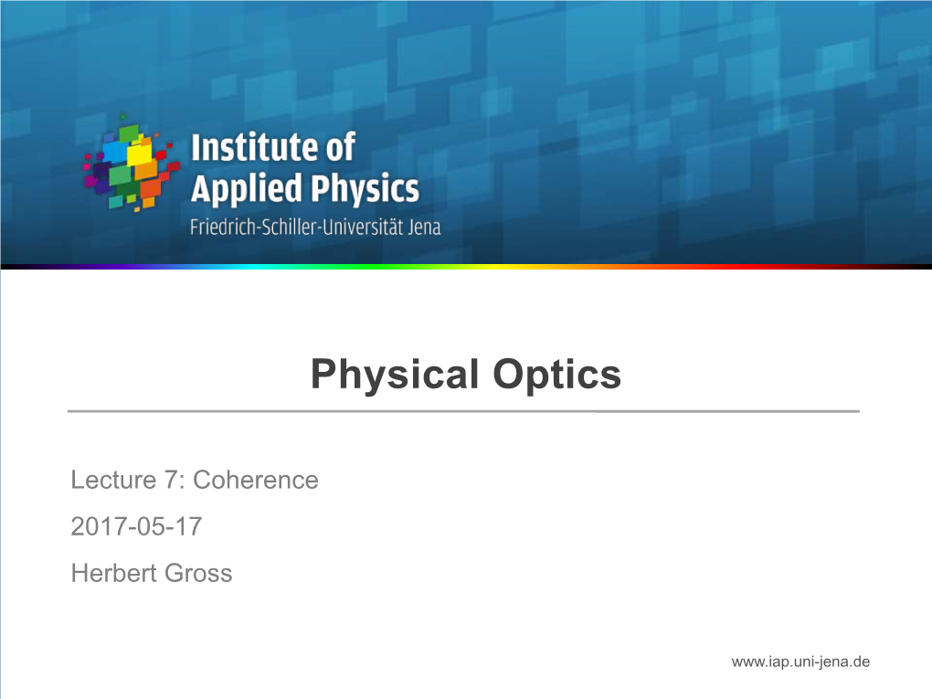 PO16 Physical Optics 7 Coherence.Pdf