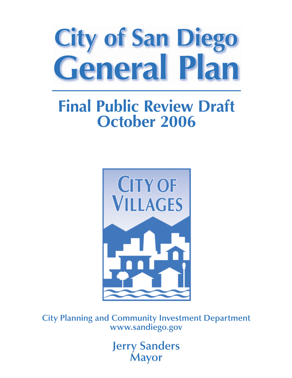 City of San Diego General Plan: City of Villages