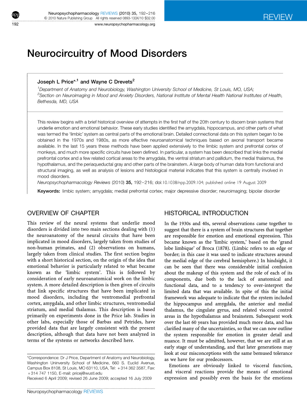 Neurocircuitry of Mood Disorders