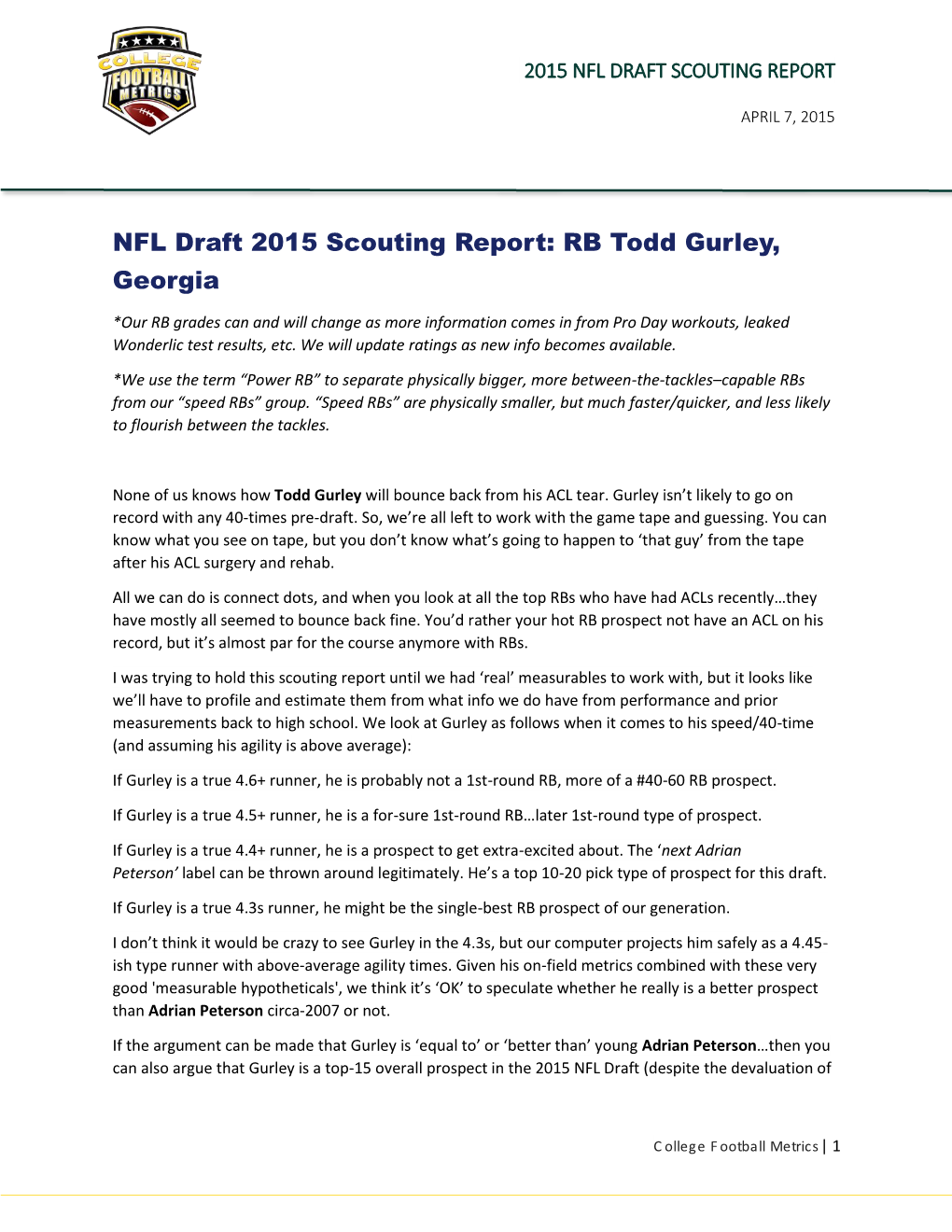 NFL Draft 2015 Scouting Report: RB Todd Gurley, Georgia