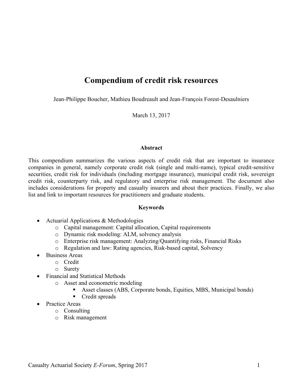 Compendium of Credit Risk Resources