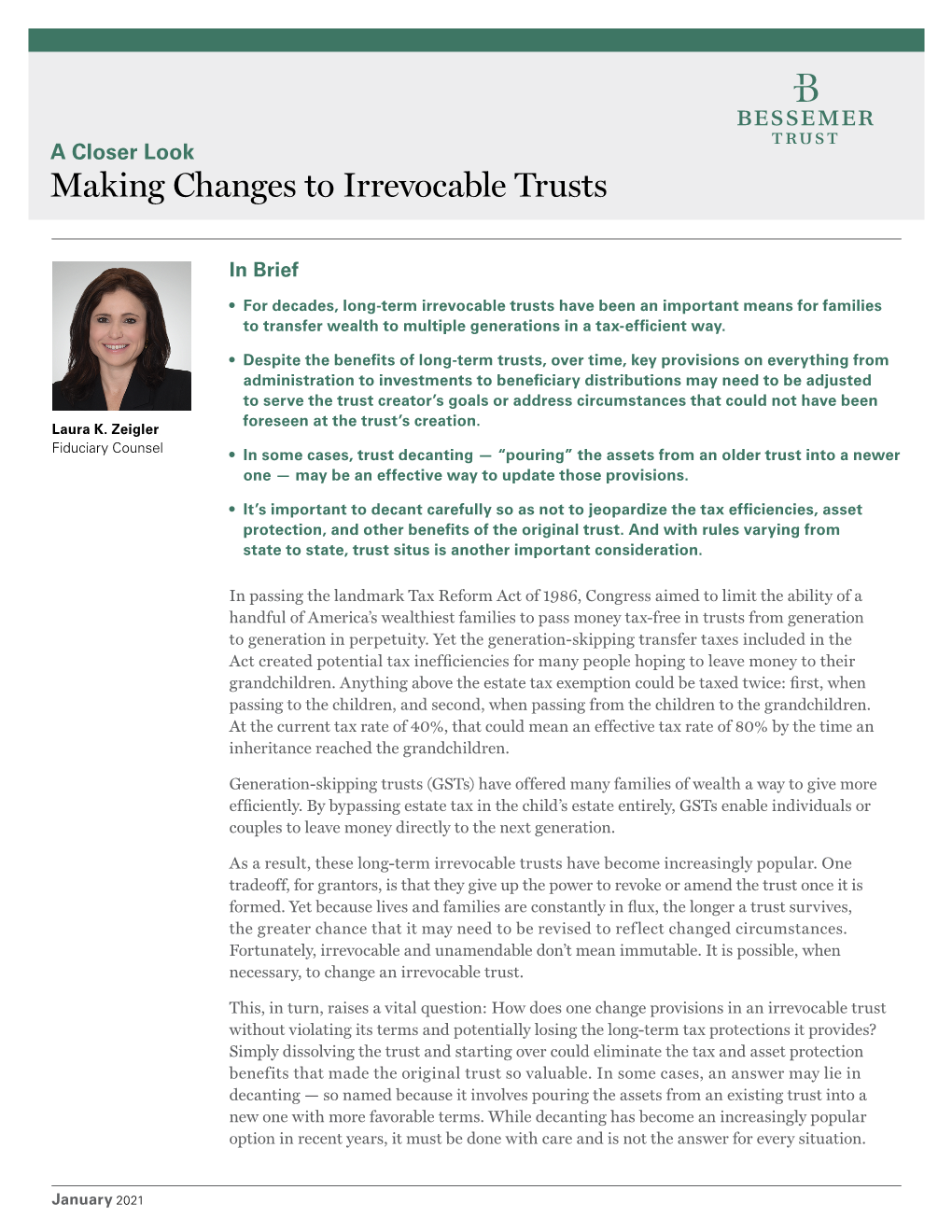 Bessemer Trust a Closer Look Making Changes to Irrevocable Trusts