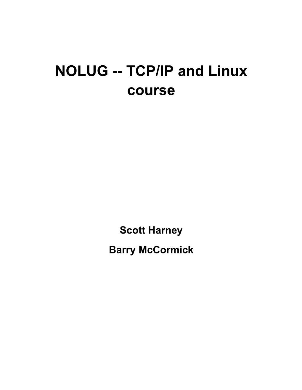 TCP/IP and Linux Course